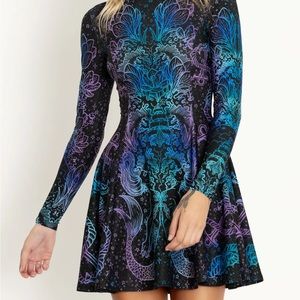 Blackmilk Kaleidoscope Mermaid Long Sleeve Evil Mini Skater Dress Large